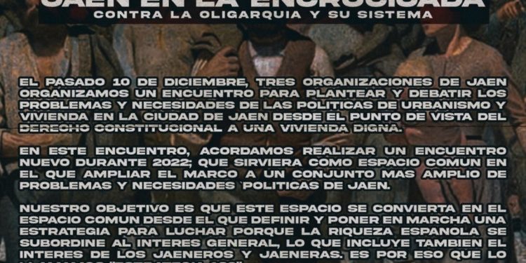 JAÈN EN COMÚN INVITA A DEBATIR SOBRE LAS NECESIDADES  EN JAÈN