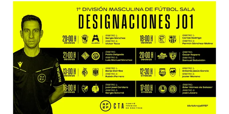Designados los árbitros para la primera jornada de la Primera División de Fútbol Sala